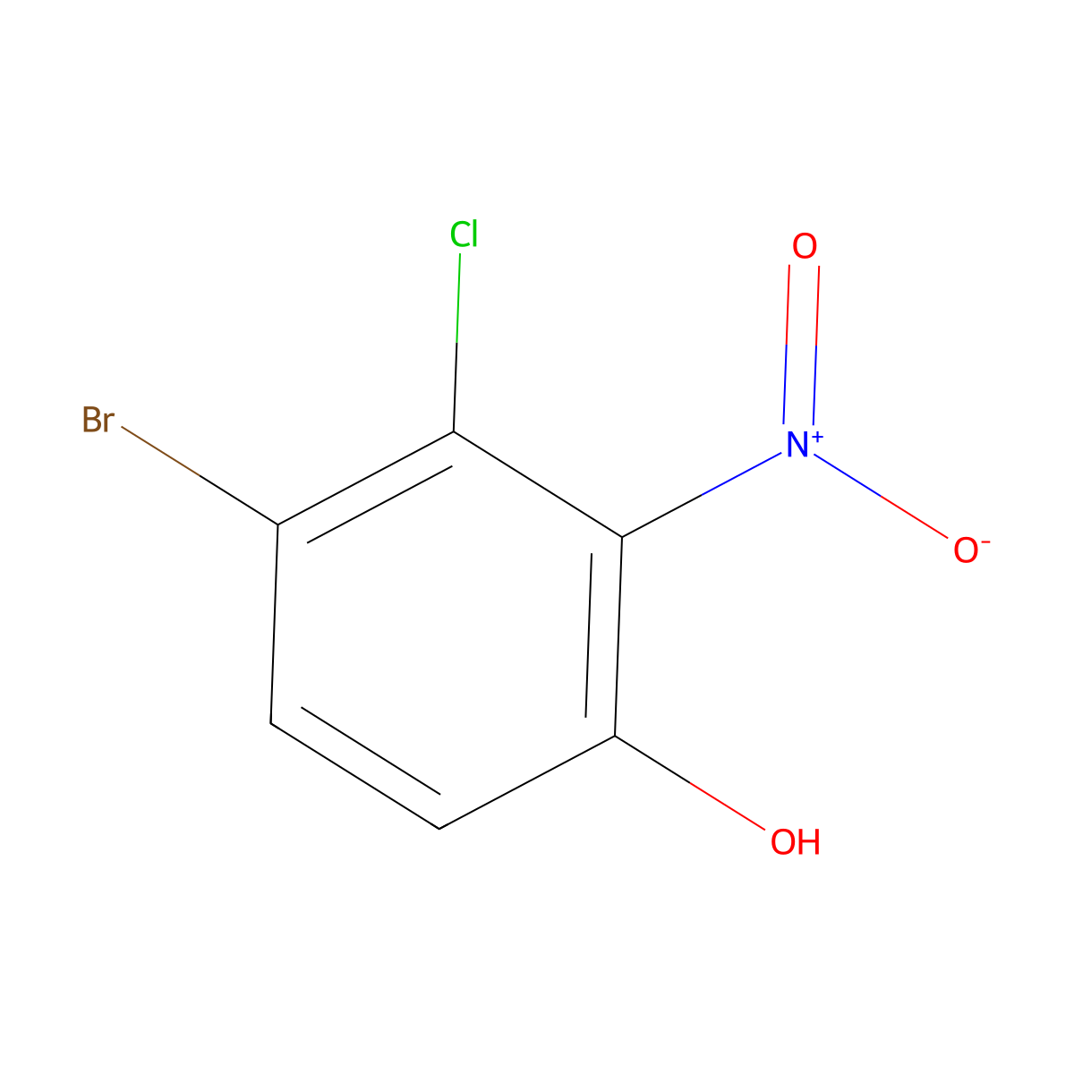 4-Bromo-3-chloro-2-nitro-phenol molecular structure, CAS 2065250-33-9