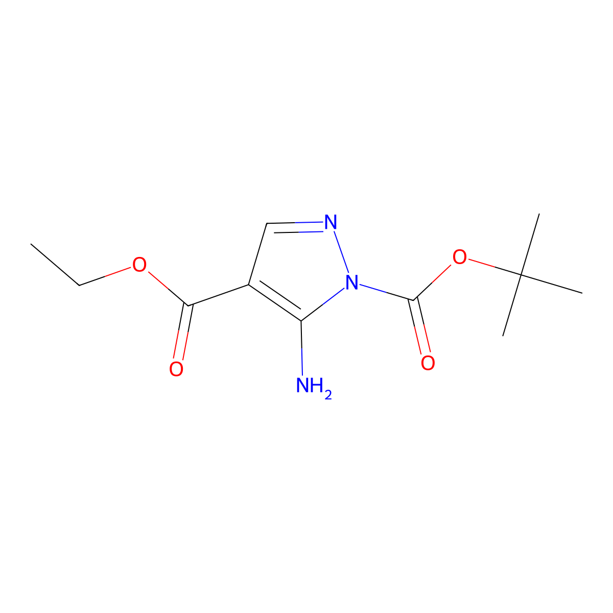 5-Amino-pyrazole-1,4-dicarboxylic acid 1-tert-butyl ester 4-ethyl ester molecular structure, CAS 2065250-35-1