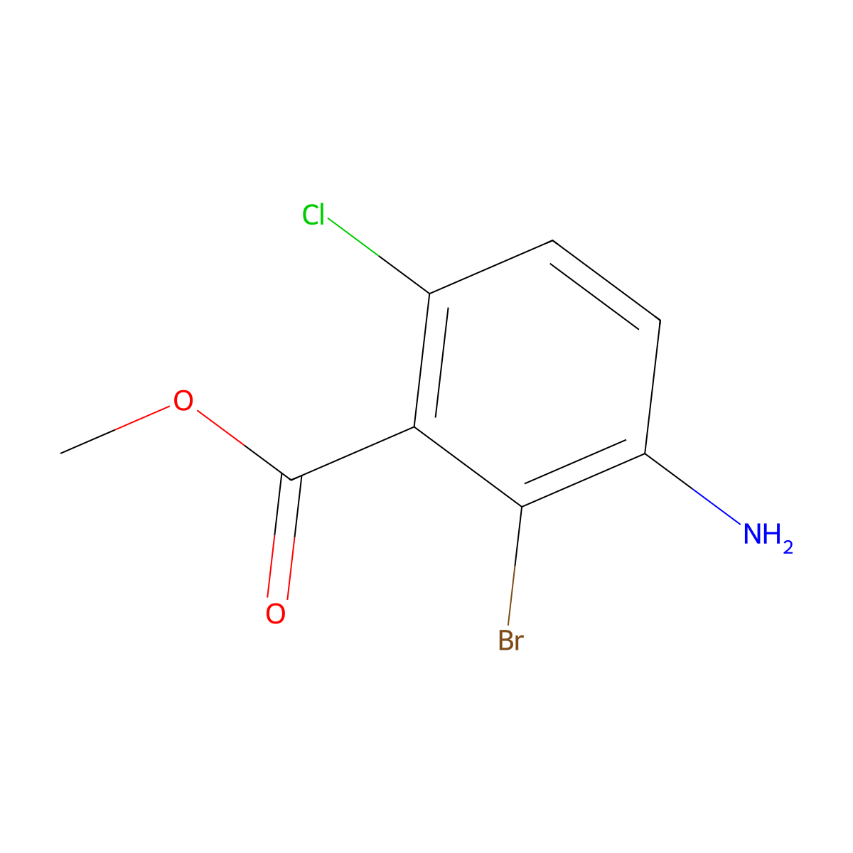 3-Amino-2-bromo-6-chloro-benzoic acid methyl ester molecular structure, CAS 2065250-48-6