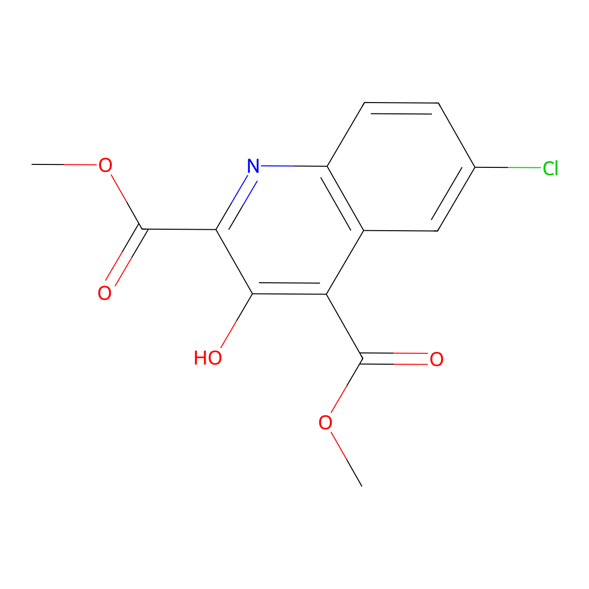 6-Chloro-3-hydroxy-quinoline-2,4-dicarboxylic acid dimethyl ester molecular structure, CAS 2065250-52-2