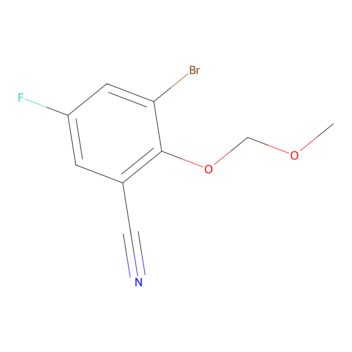 3-Bromo-5-fluoro-2-methoxymethoxy-benzonitrile molecular structure, CAS 2065250-57-7