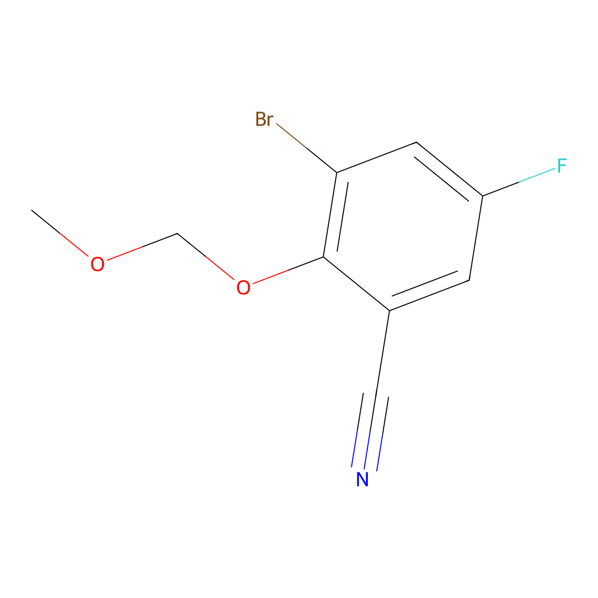 3-Bromo-5-fluoro-2-methoxymethoxy-benzonitrile molecular structure, CAS 2065250-57-7