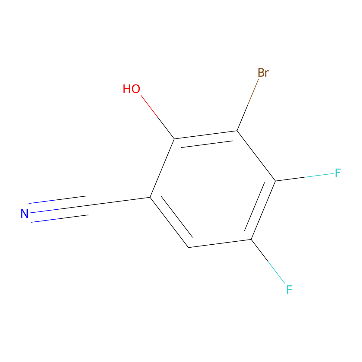 3-Bromo-4,5-difluoro-2-hydroxy-benzonitrile molecular structure, CAS 2065250-65-7