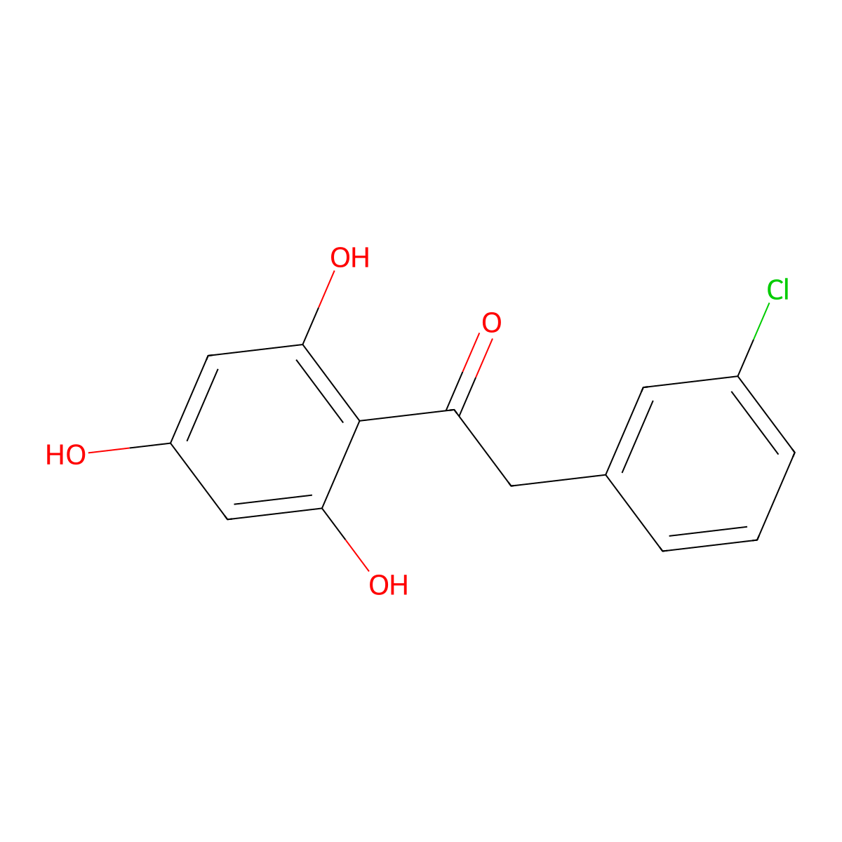 2-(3-Chlorophenyl)-1-(2,4,6-trihydroxyphenyl)ethan-1-one molecular structure, CAS 206536-68-7