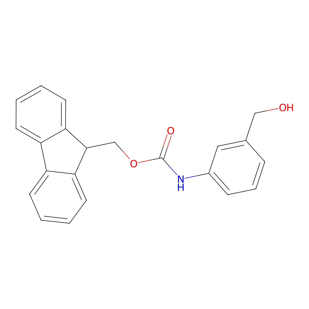(9H-Fluoren-9-yl)methyl (3-(hydroxymethyl)phenyl)carbamate molecular structure, CAS 206537-33-9