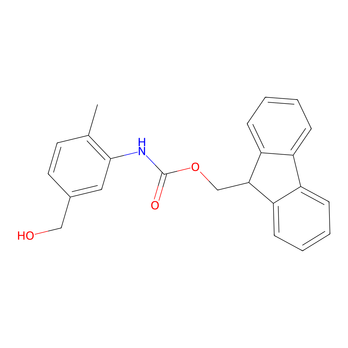 (9H-fluoren-9-yl)methyl N-[5-(hydroxymethyl)-2-methylphenyl]carbamate molecular structure, CAS 206537-35-1