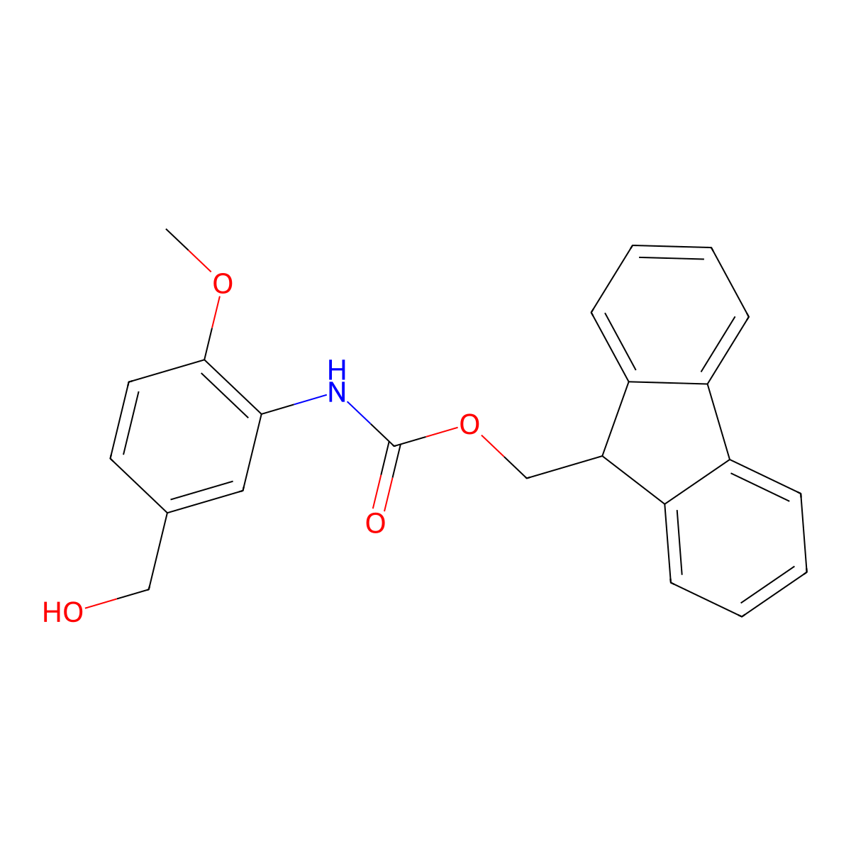 (9H-fluoren-9-yl)methyl N-[5-(hydroxymethyl)-2-methoxyphenyl]carbamate molecular structure, CAS 206537-37-3