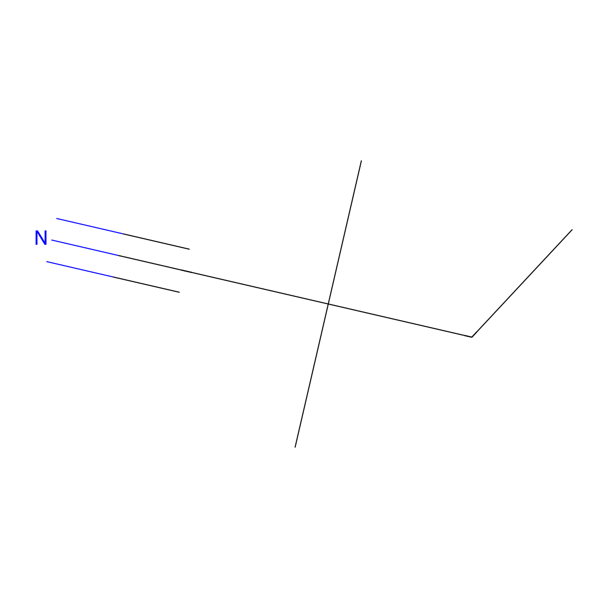 2,2-Dimethylbutanenitrile molecular structure, CAS 20654-46-0