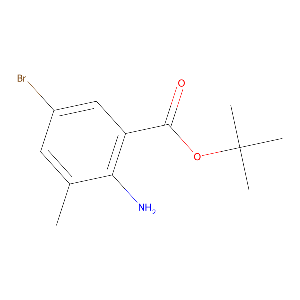 Tert-butyl 2-amino-5-bromo-3-methylbenzoate molecular structure, CAS 206549-08-8