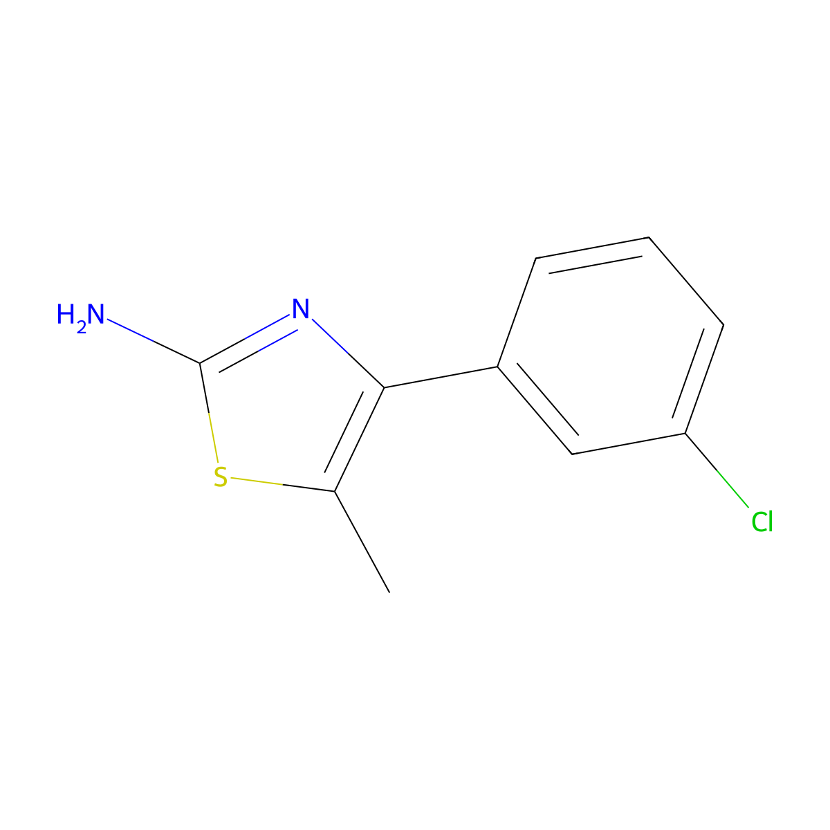 4-(3-Chlorophenyl)-5-methyl-1,3-thiazol-2-amine molecular structure, CAS 206555-32-0