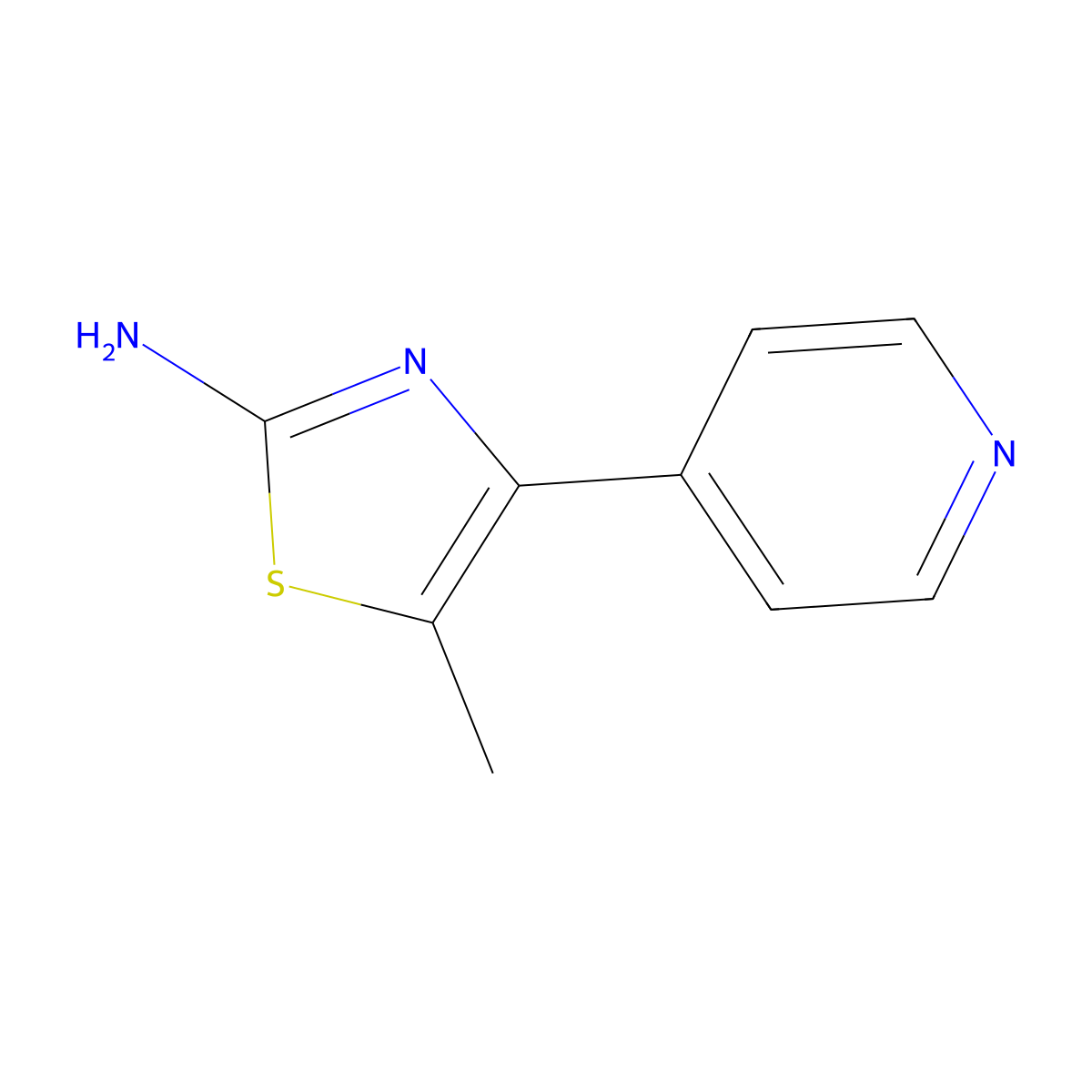 5-Methyl-4-pyridin-4-YL-thiazol-2-ylamine molecular structure, CAS 206555-50-2