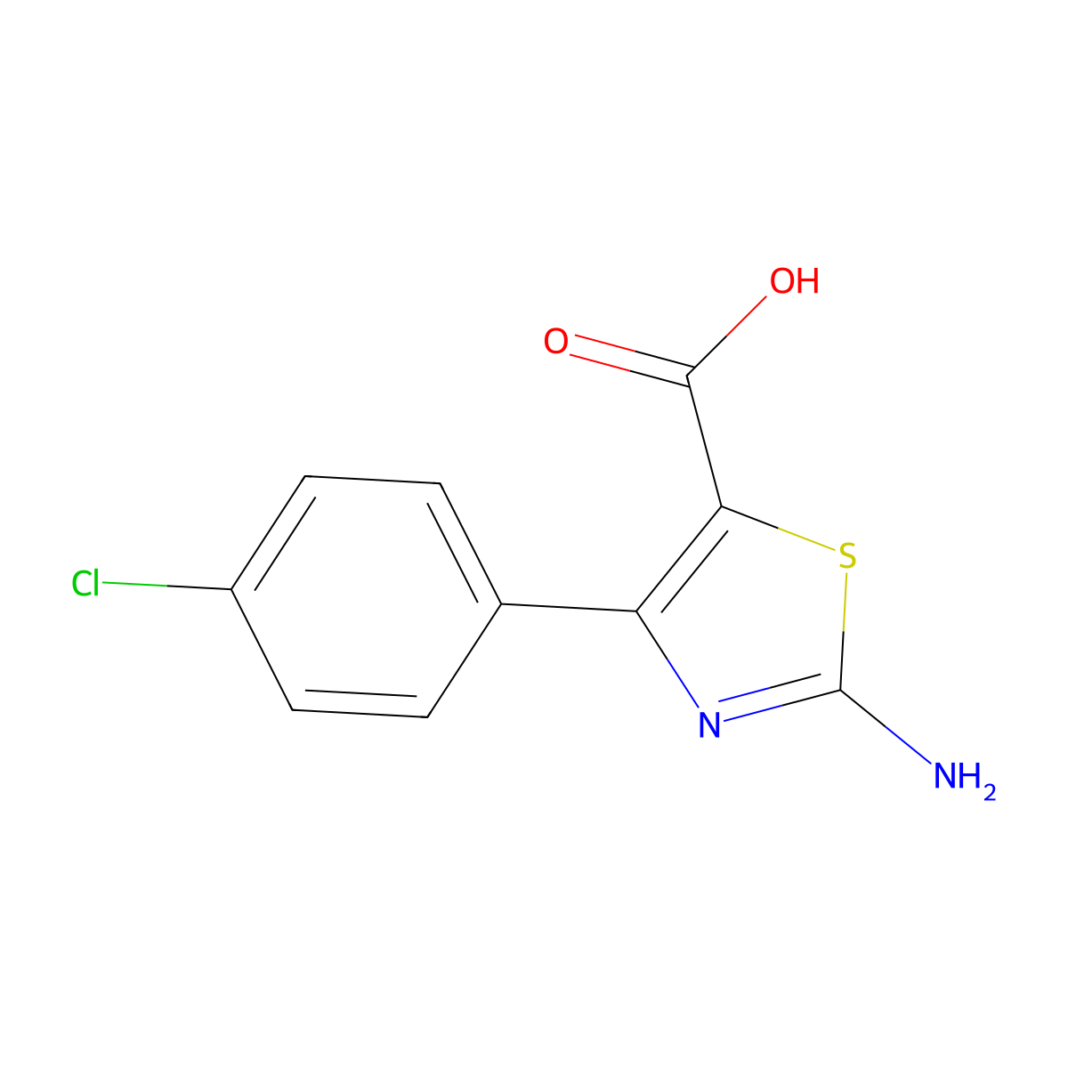 2-Amino-4-(4-chlorophenyl)-5-thiazolecarboxylic acid molecular structure, CAS 206555-62-6