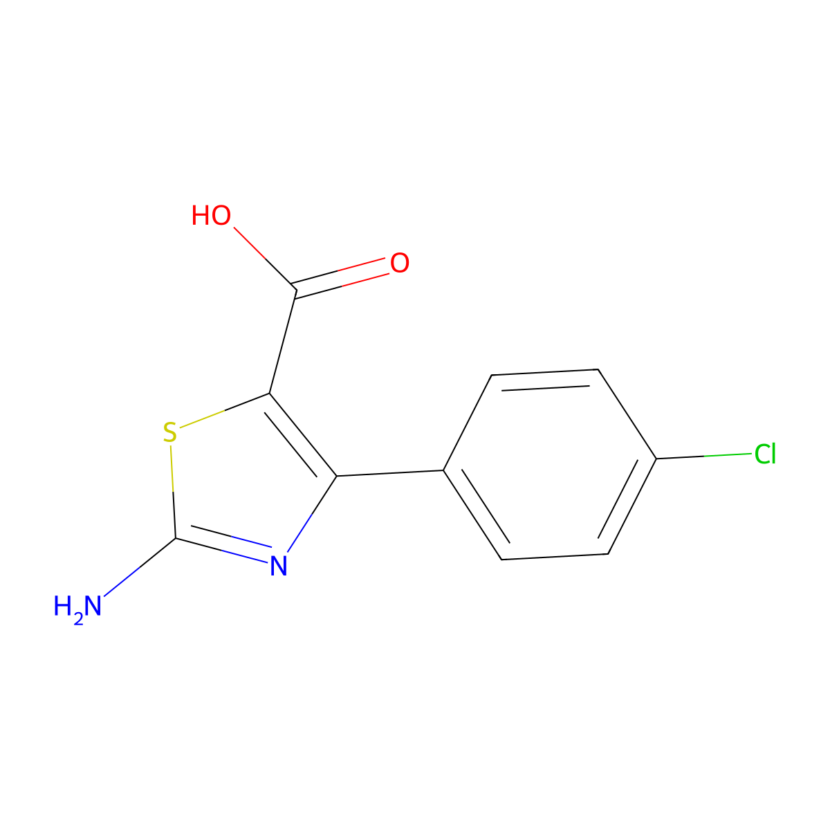 2-Amino-4-(4-chlorophenyl)-5-thiazolecarboxylic acid molecular structure, CAS 206555-62-6