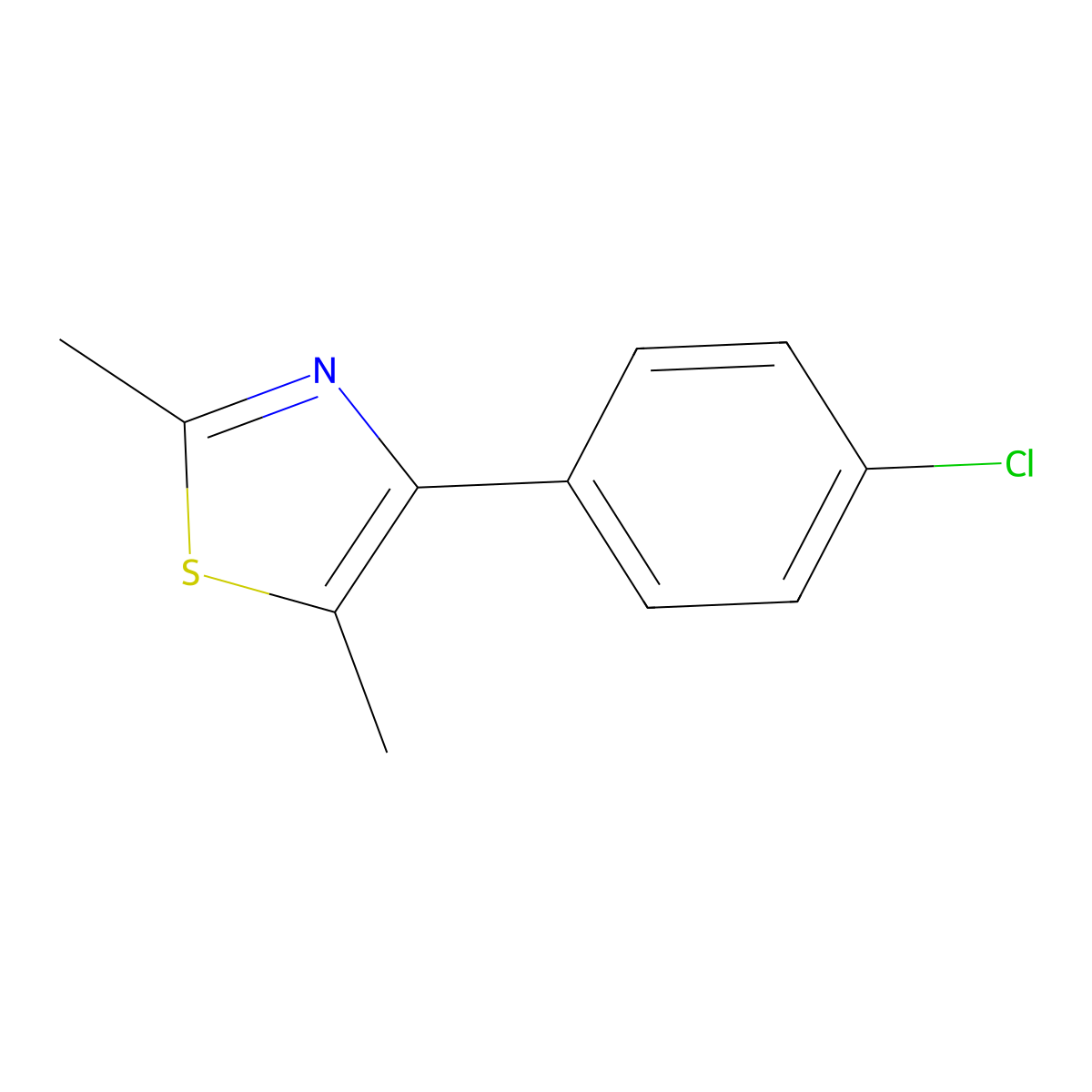 4-(4-Chlorophenyl)-2,5-dimethylthiazole molecular structure, CAS 206556-03-8
