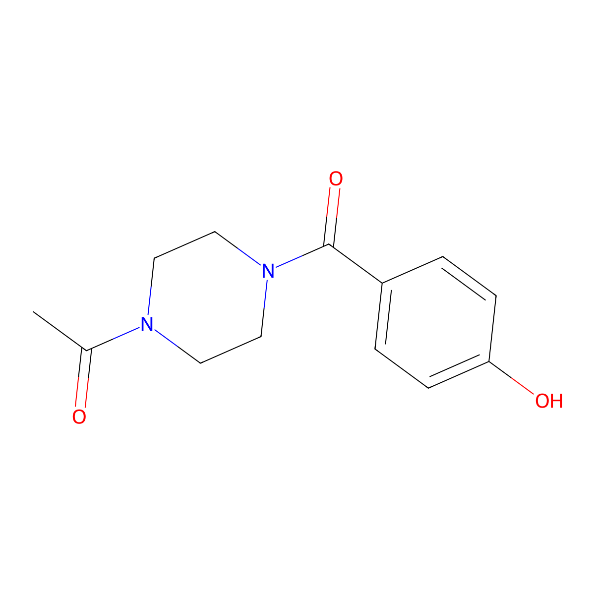 4-[(4-Acetylpiperazin-1-yl)carbonyl]phenol molecular structure, CAS 206558-30-7