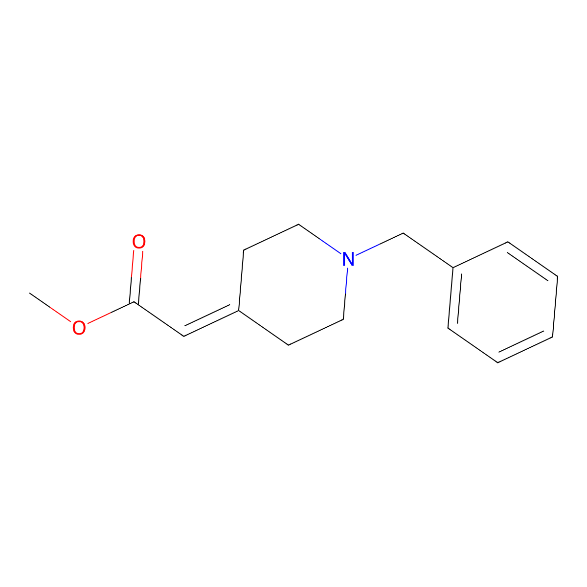 Methyl 2-(1-benzylpiperidin-4-ylidene)acetate molecular structure, CAS 206558-34-1