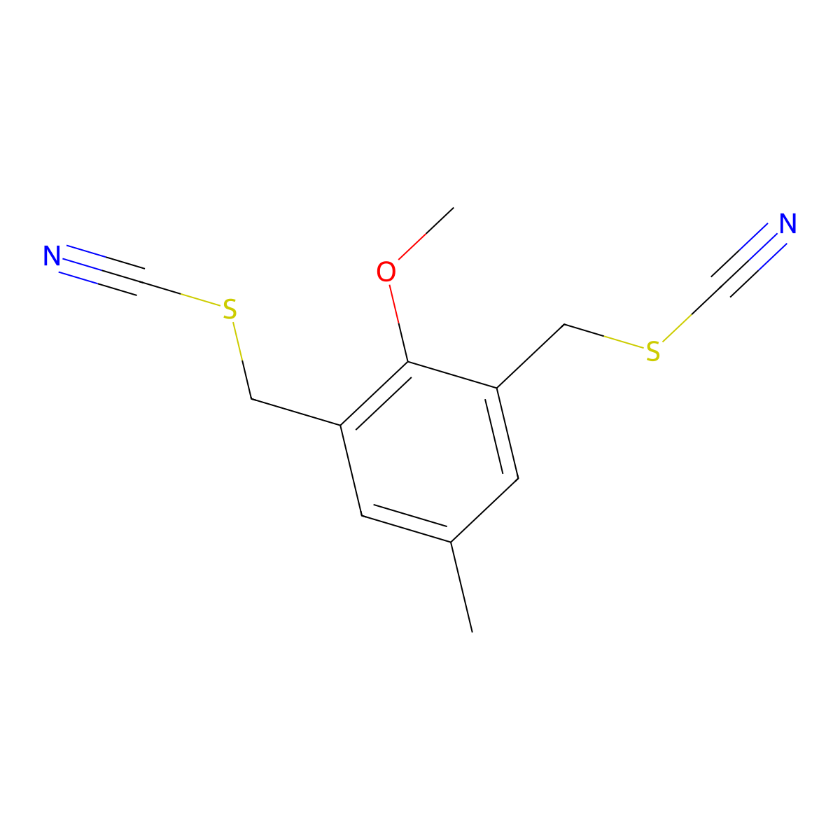(2-Methoxy-5-methyl-1,3-phenylene)bis(methylene) bis(thiocyanate) molecular structure, CAS 206559-38-8