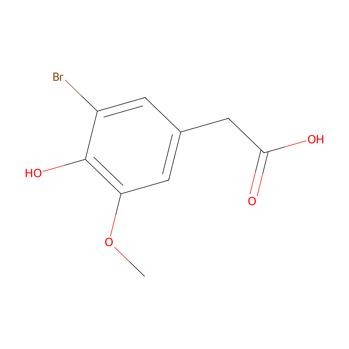 3-Bromo-4-hydroxy-5-methoxyphenylacetic acid molecular structure, CAS 206559-42-4