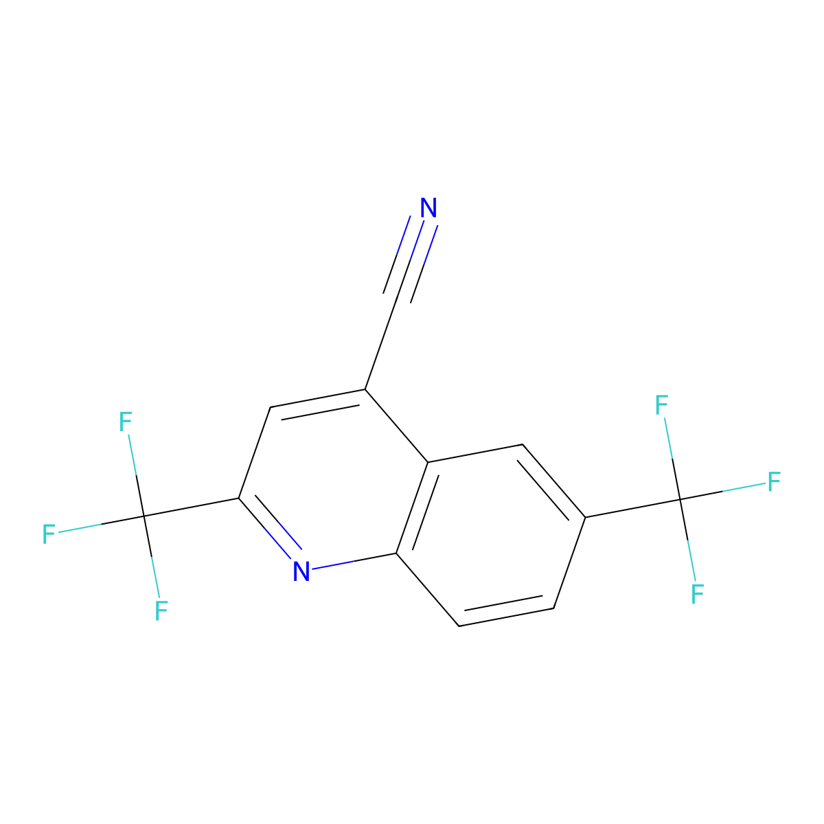 2,6-Bis(trifluoromethyl)quinoline-4-carbonitrile molecular structure, CAS 206559-70-8
