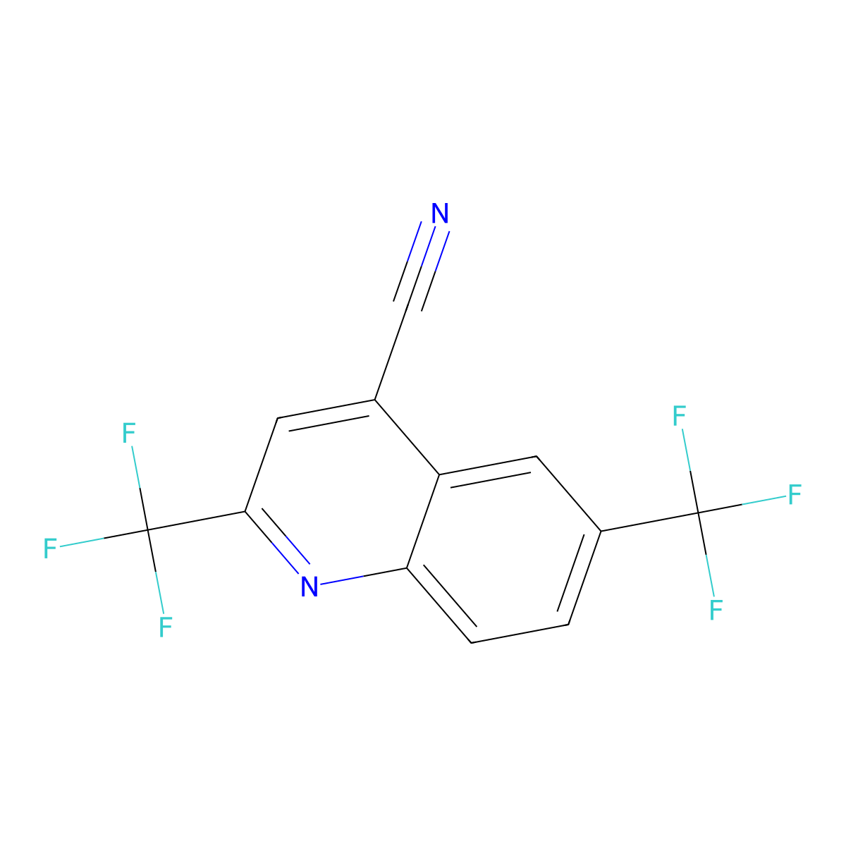 2,6-Bis(trifluoromethyl)quinoline-4-carbonitrile molecular structure, CAS 206559-70-8