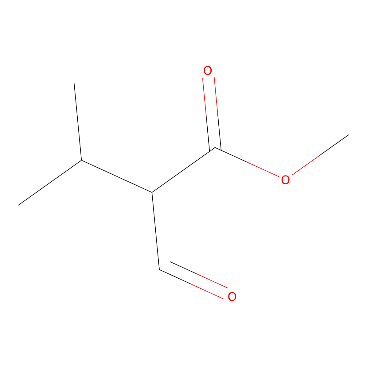 Methyl 2-formyl-3-methylbutanoate molecular structure, CAS 20656-63-7
