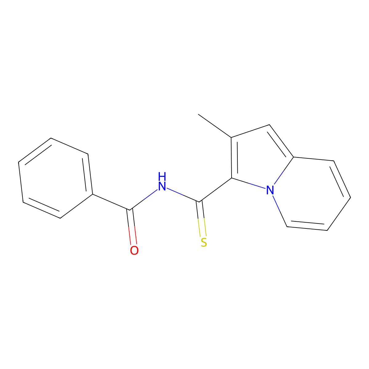 N-(2-methylindolizine-3-carbothioyl)benzamide molecular structure, CAS 20657-82-3