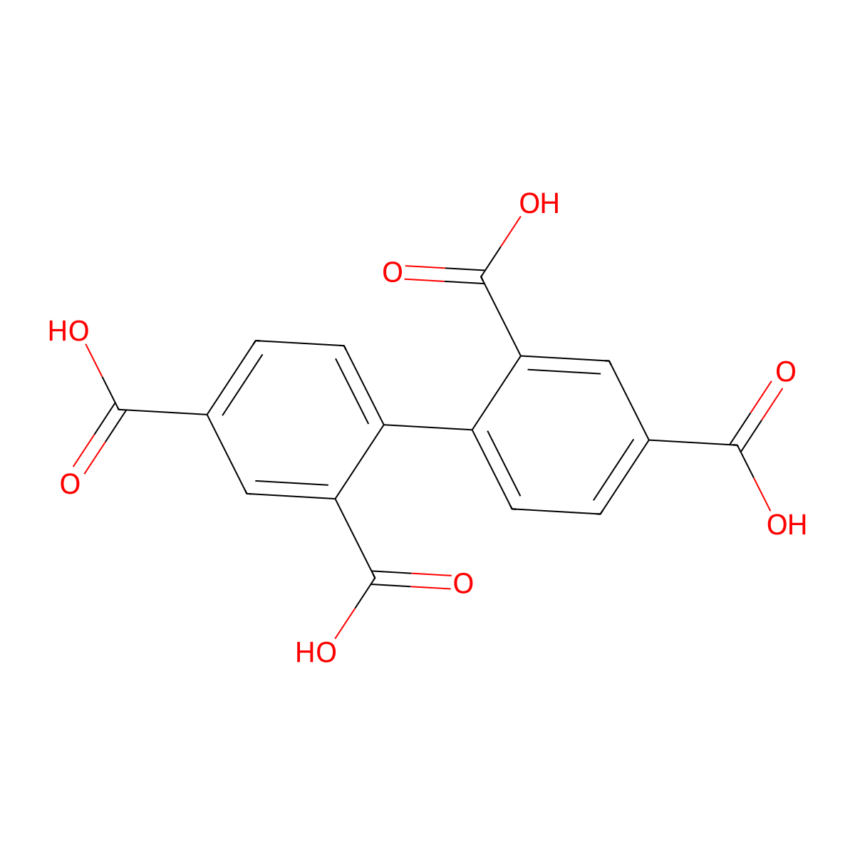 [1,1'-Biphenyl]-2,2',4,4'-tetracarboxylic acid molecular structure, CAS 206647-35-0