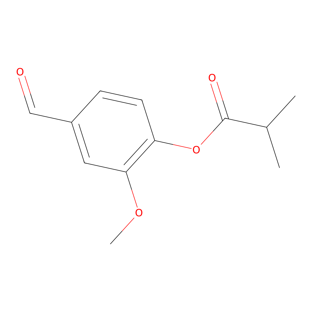 Vanillin isobutyrate molecular structure, CAS 20665-85-4