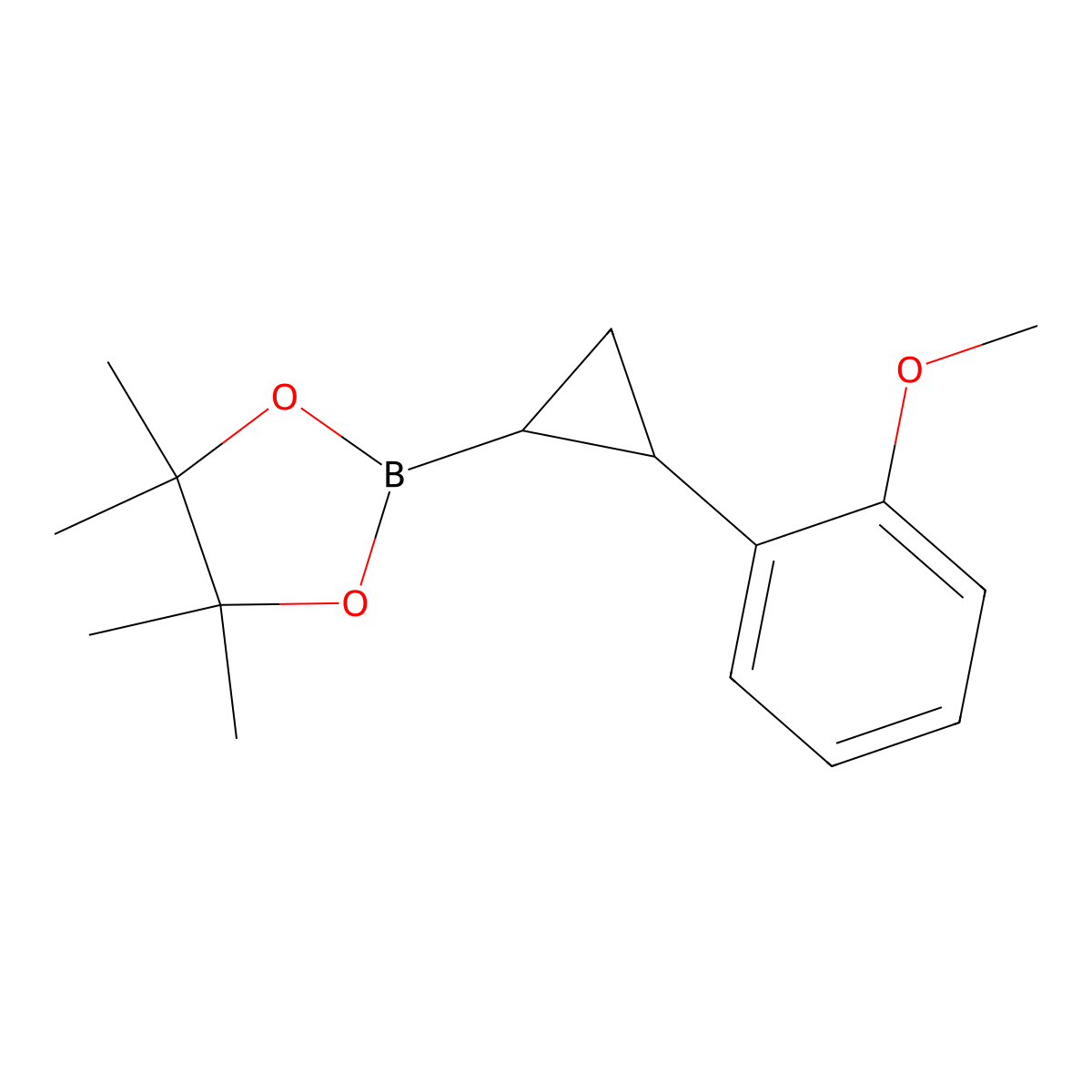 rac-2-((1R,2R)-2-(2-methoxyphenyl)cyclopropyl)-4,4,5,5-tetramethyl-1,3,2-dioxaborolane molecular structure, CAS 2066512-89-6