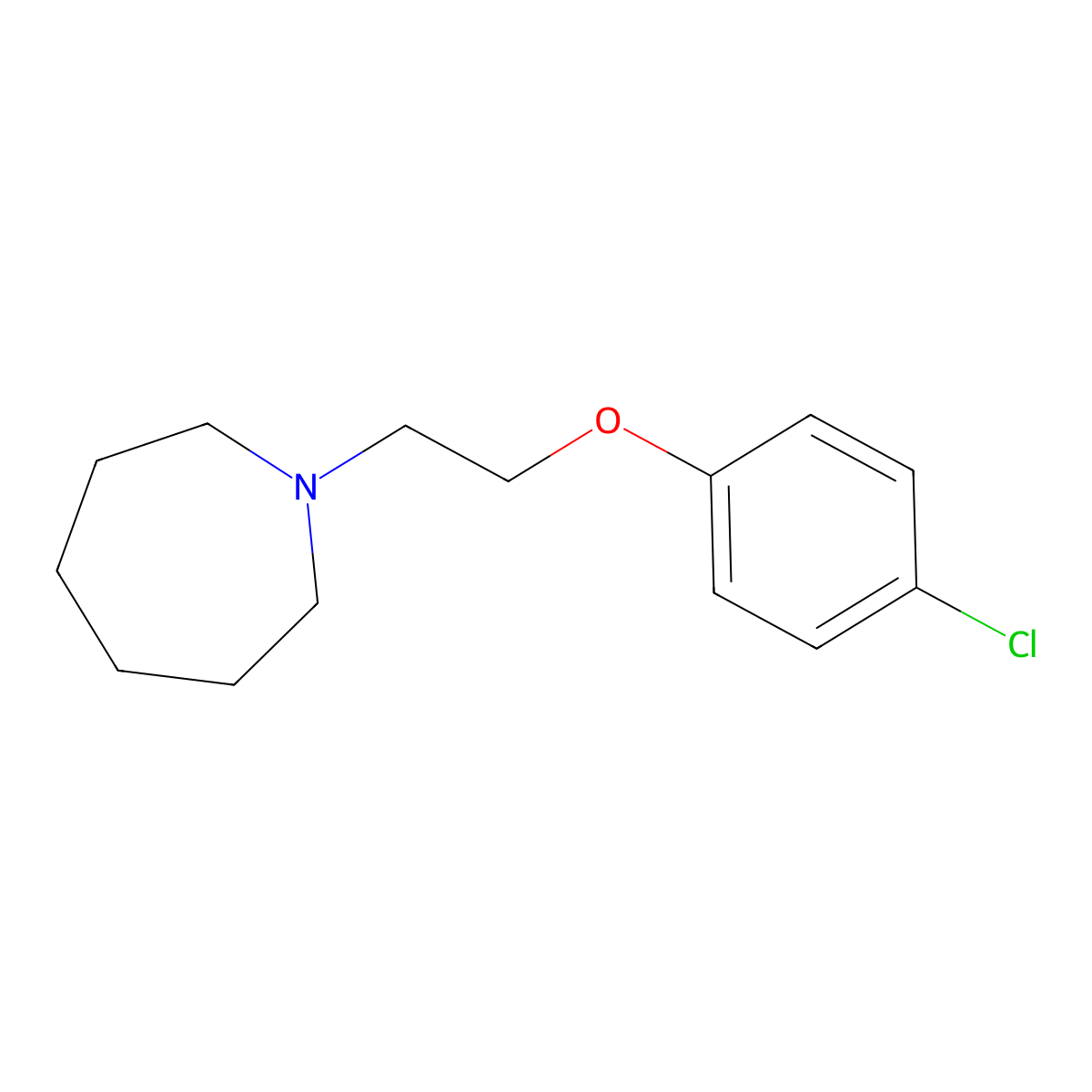 1H-Azepine, 1-[2-(4-chlorophenoxy)ethyl]hexahydro- molecular structure, CAS 20667-02-1