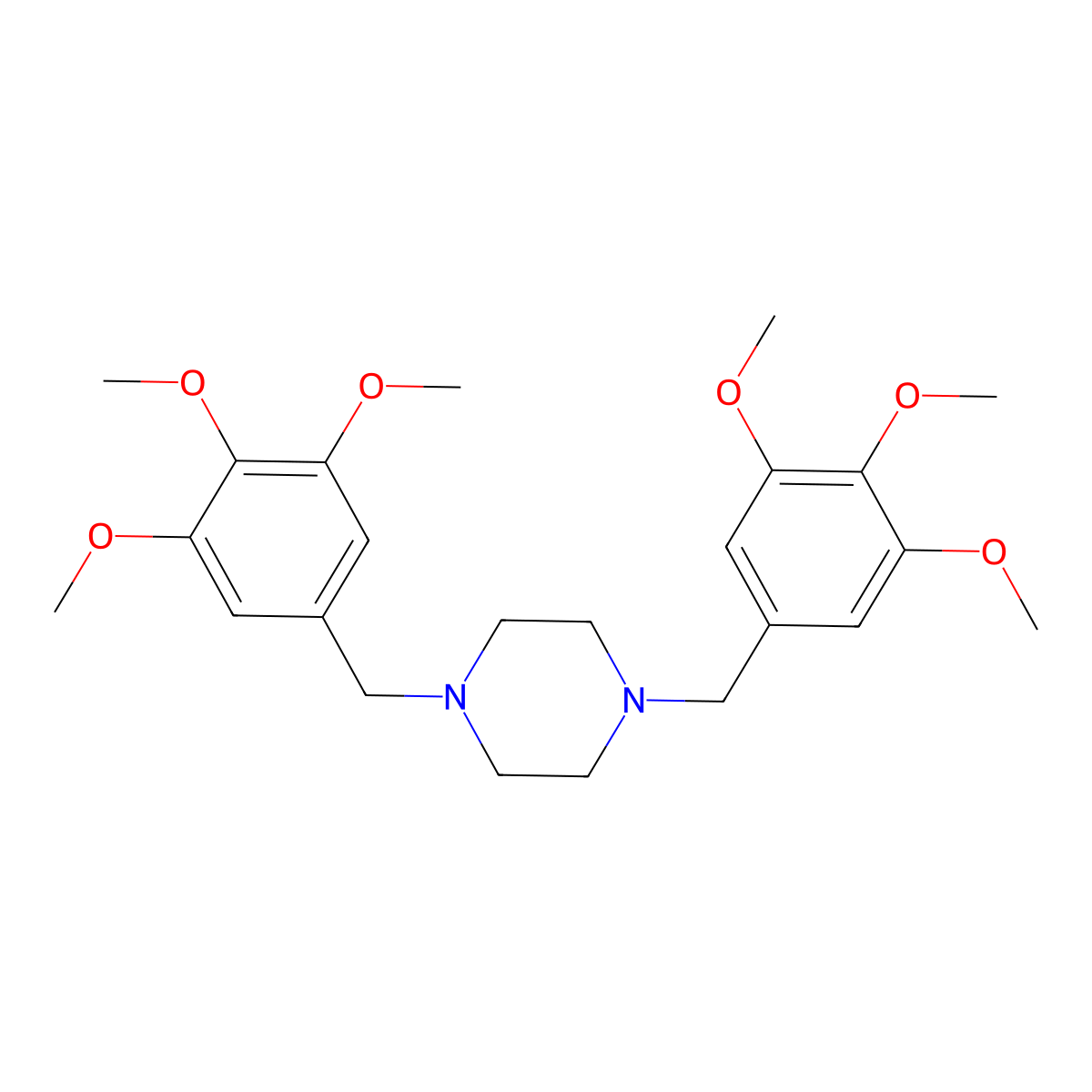 1,4-Bis(3,4,5-trimethoxybenzyl)piperazine molecular structure, CAS 2067-96-1