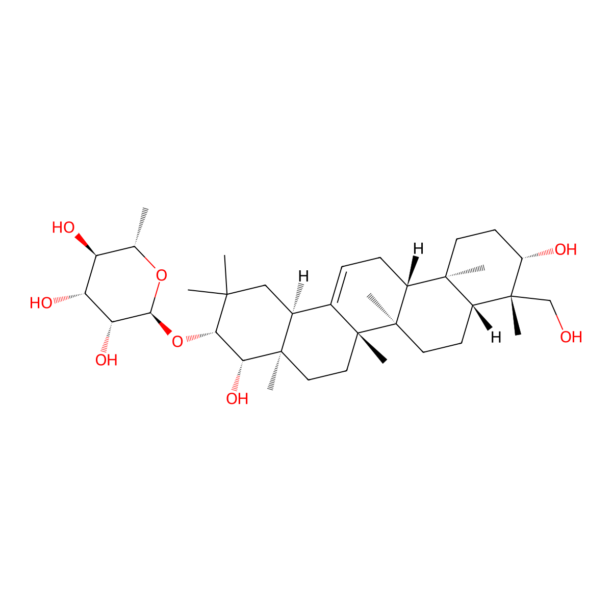 (2S,3R,4R,5R,6S)-2-[[(3R,4S,4aR,6aR,6aS,6bR,8aR,9S,10S,12aR,14bS)-4,10-dihydroxy-9-(hydroxymethyl)-2,2,4a,6a,6b,9,12a-heptamethyl-1,3,4,5,6,6a,7,8,8a,10,11,12,13,14b-tetradecahydropicen-3-yl]oxy]-6-methyloxane-3,4,5-triol molecular structure, CAS 2067321-88-2