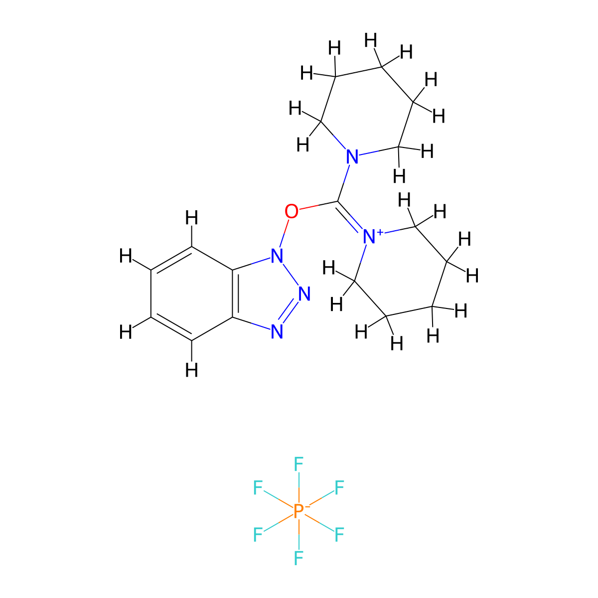 (Benzotriazol-1-yloxy)dipiperidinocarbenium hexafluorophosphate molecular structure, CAS 206752-41-2