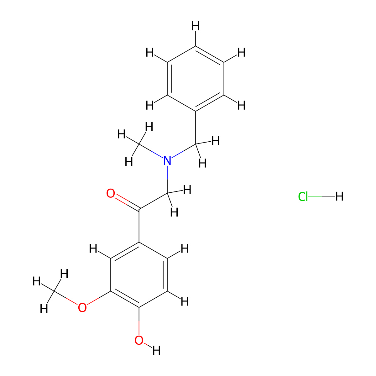 2-(Benzylmethylamino)-4'-hydroxy-3'-methoxyacetophenone hydrochloride molecular structure, CAS 206752-44-5