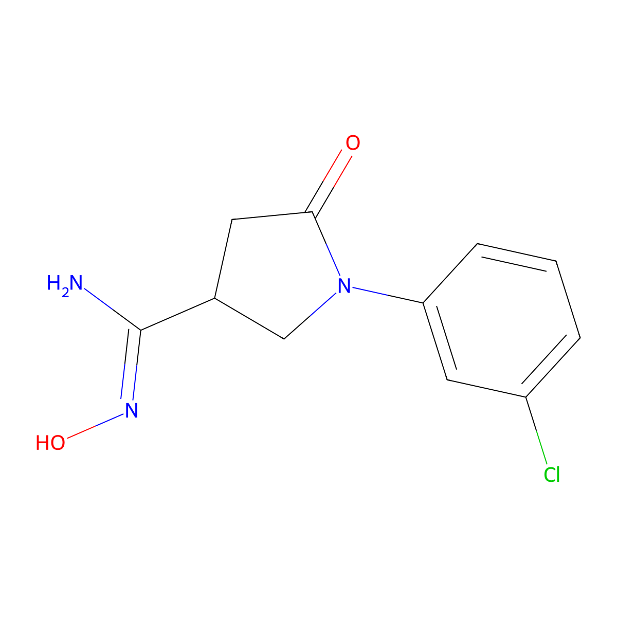 1-(3-chlorophenyl)-N'-hydroxy-5-oxopyrrolidine-3-carboximidamide molecular structure, CAS 2067553-01-7