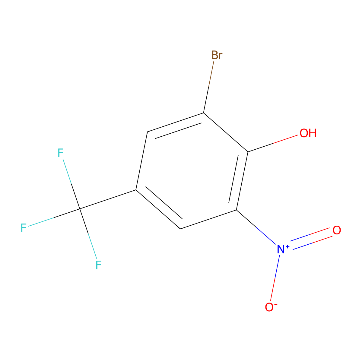 2-Bromo-6-nitro-4-(trifluoromethyl)phenol molecular structure, CAS 206759-48-0