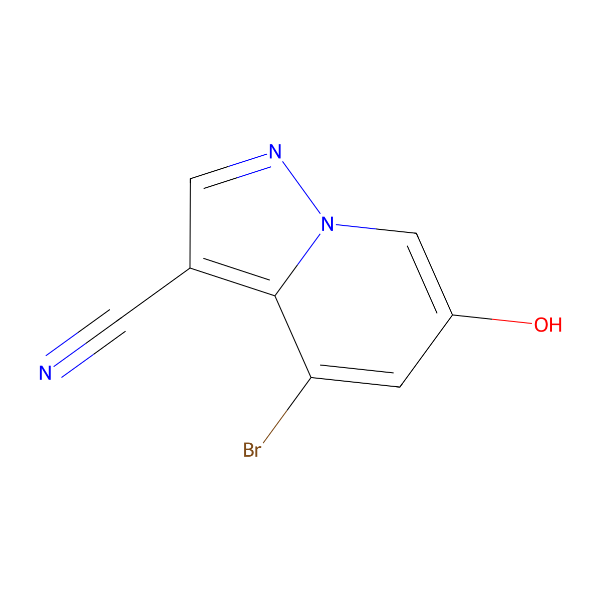 4-Bromo-6-hydroxypyrazolo(1,5-a)pyridine-3-carbonitrile molecular structure, CAS 2068065-05-2
