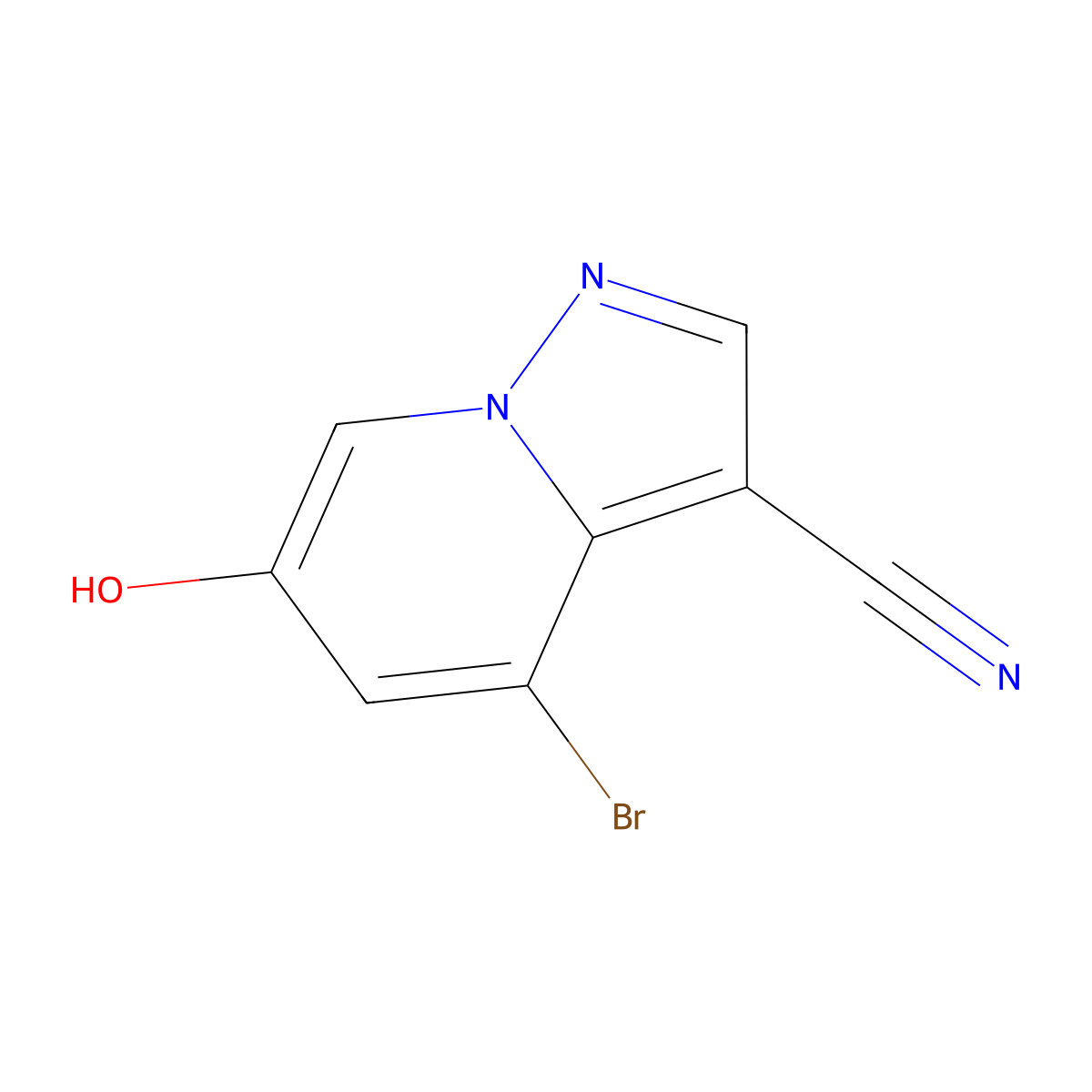 4-Bromo-6-hydroxypyrazolo(1,5-a)pyridine-3-carbonitrile molecular structure, CAS 2068065-05-2