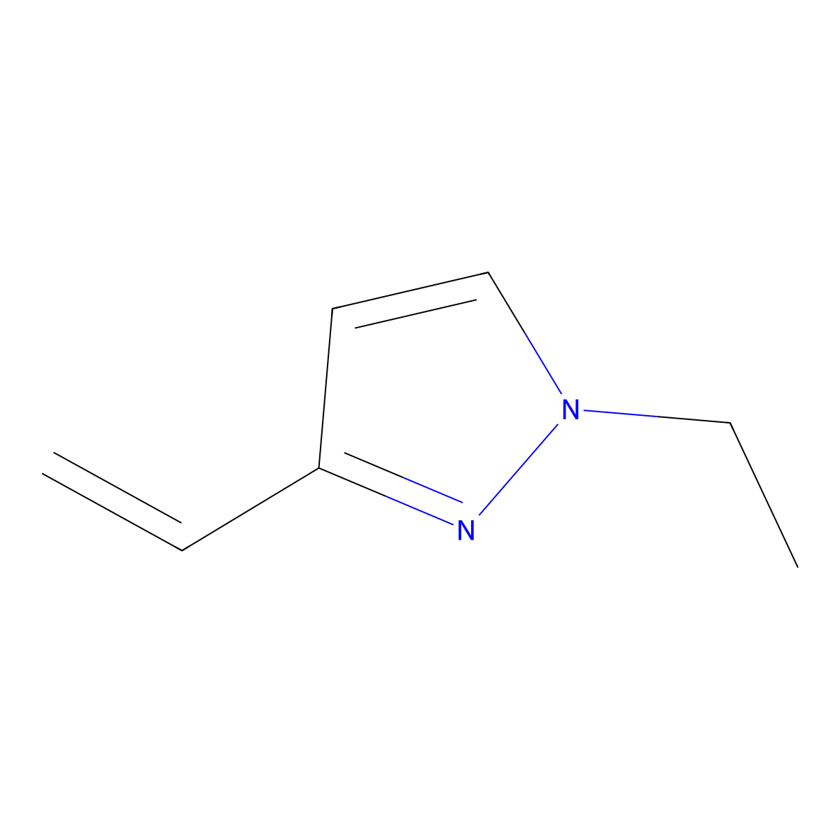 3-ethenyl-1-ethyl-1H-pyrazole molecular structure, CAS 2068065-32-5