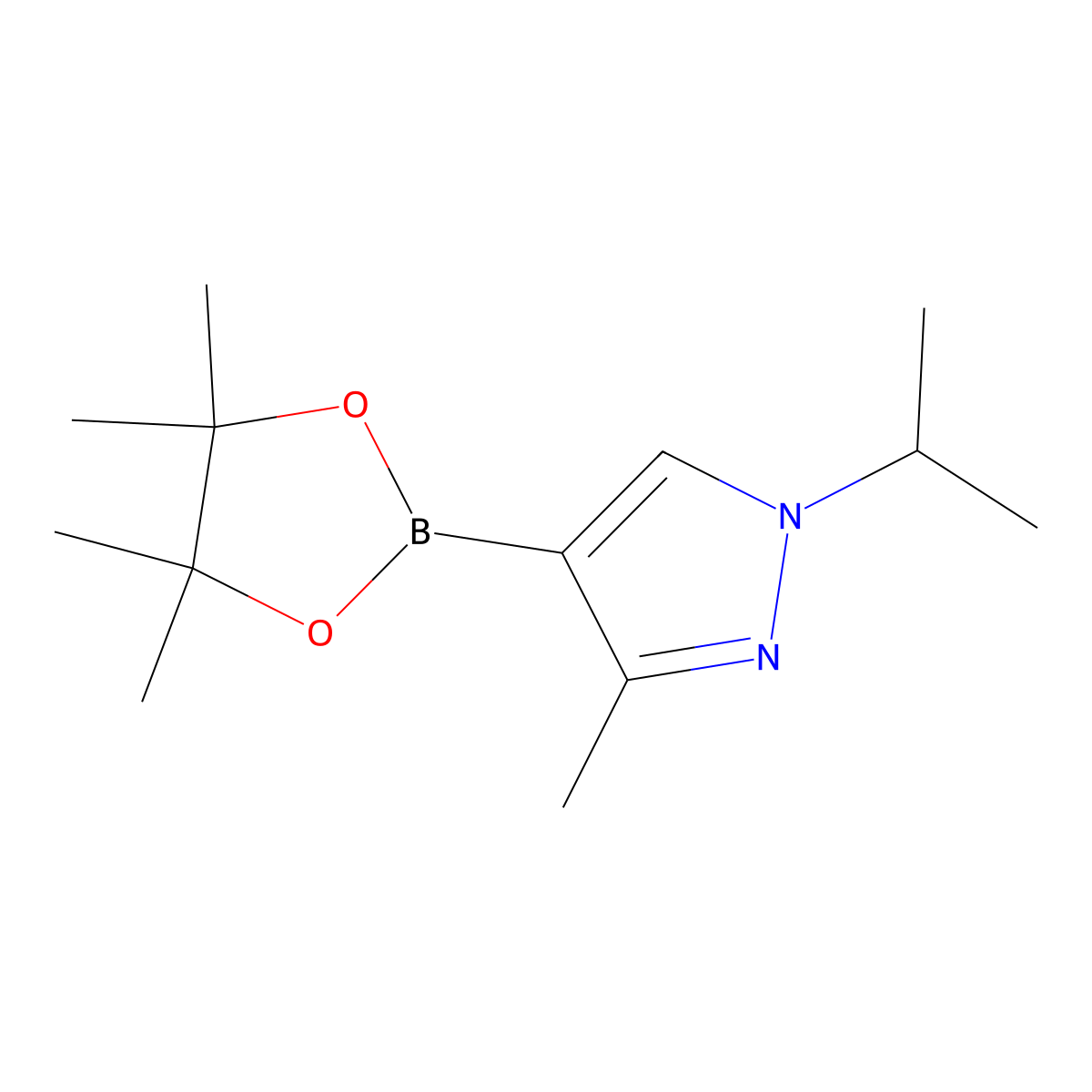 3-methyl-1-(propan-2-yl)-4-(4,4,5,5-tetramethyl-1,3,2-dioxaborolan-2-yl)-1H-pyrazole molecular structure, CAS 2068065-34-7