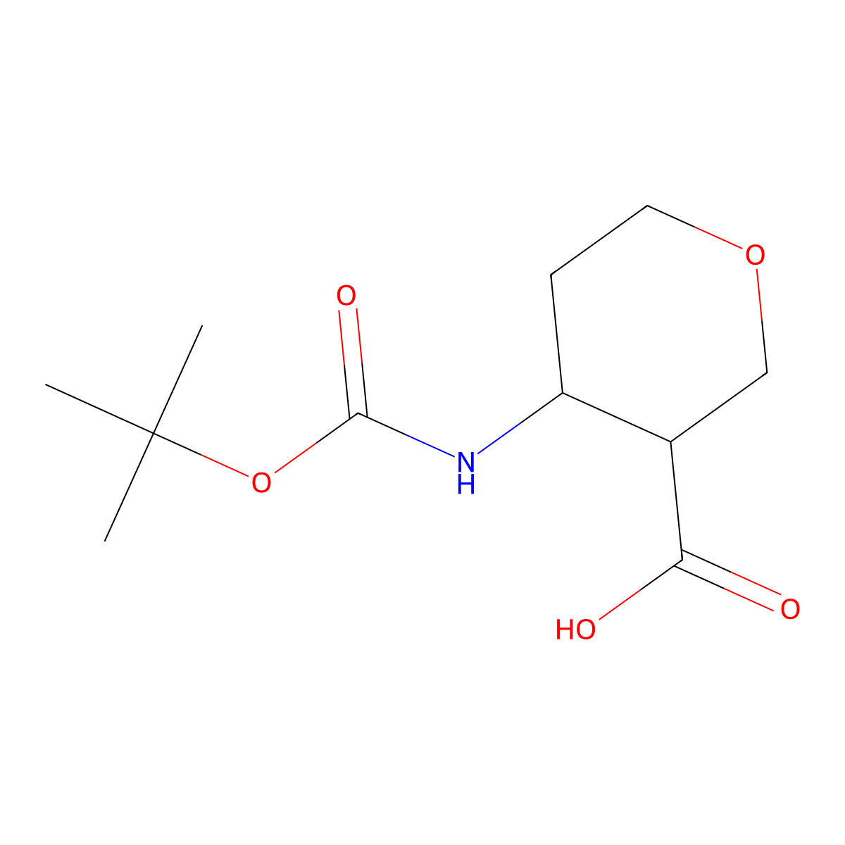 (3S,4R)-4-(Tert-butoxycarbonylamino)tetrahydropyran-3-carboxylic acid molecular structure, CAS 2068085-10-7