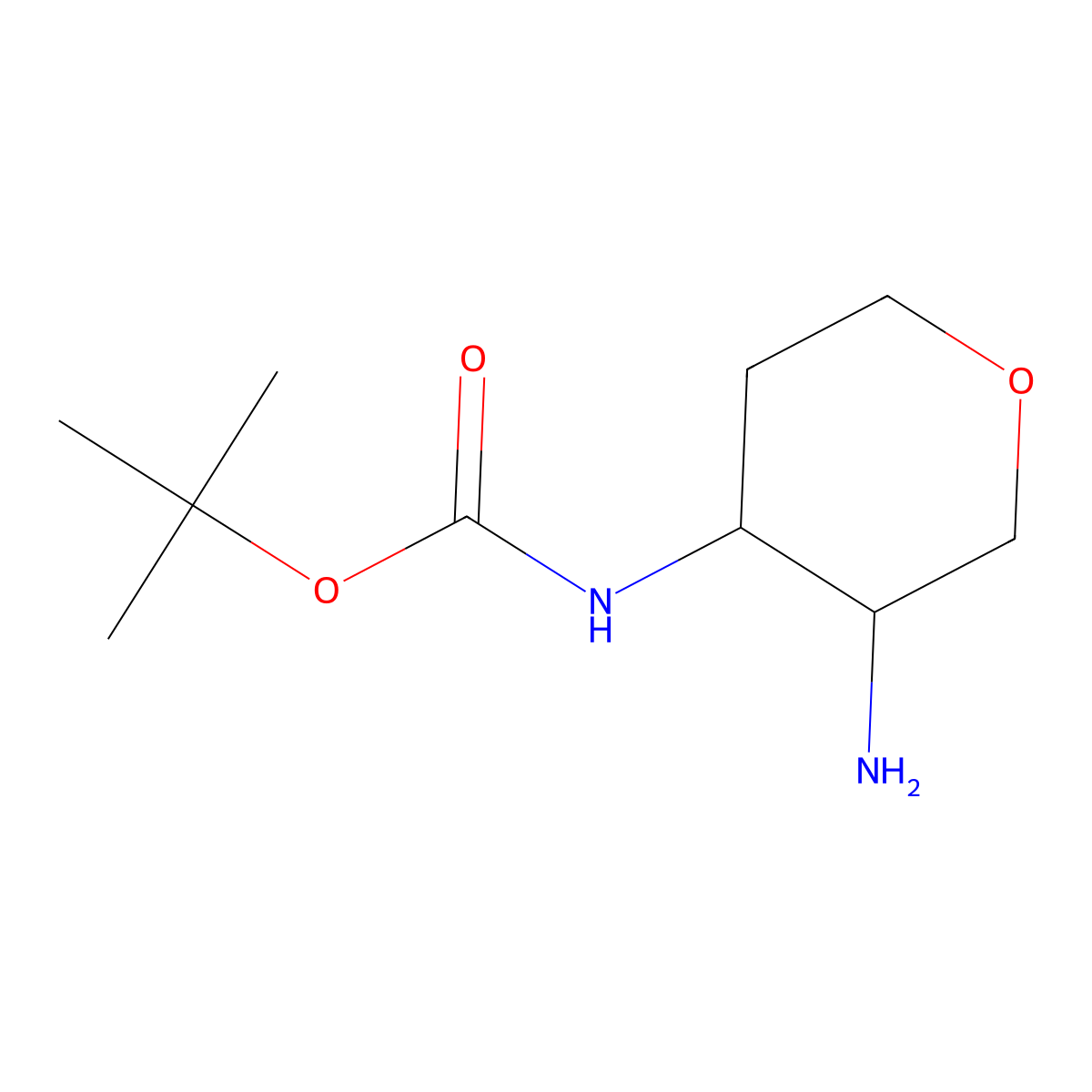 tert-Butyl ((3R,4S)-3-aminotetrahydro-2H-pyran-4-yl)carbamate molecular structure, CAS 2068085-17-4