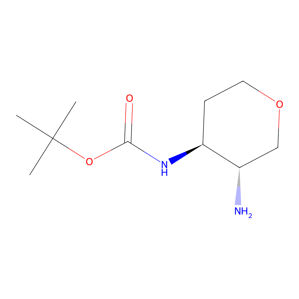 tert-Butyl ((3R,4S)-3-aminotetrahydro-2H-pyran-4-yl)carbamate molecular structure, CAS 2068085-17-4