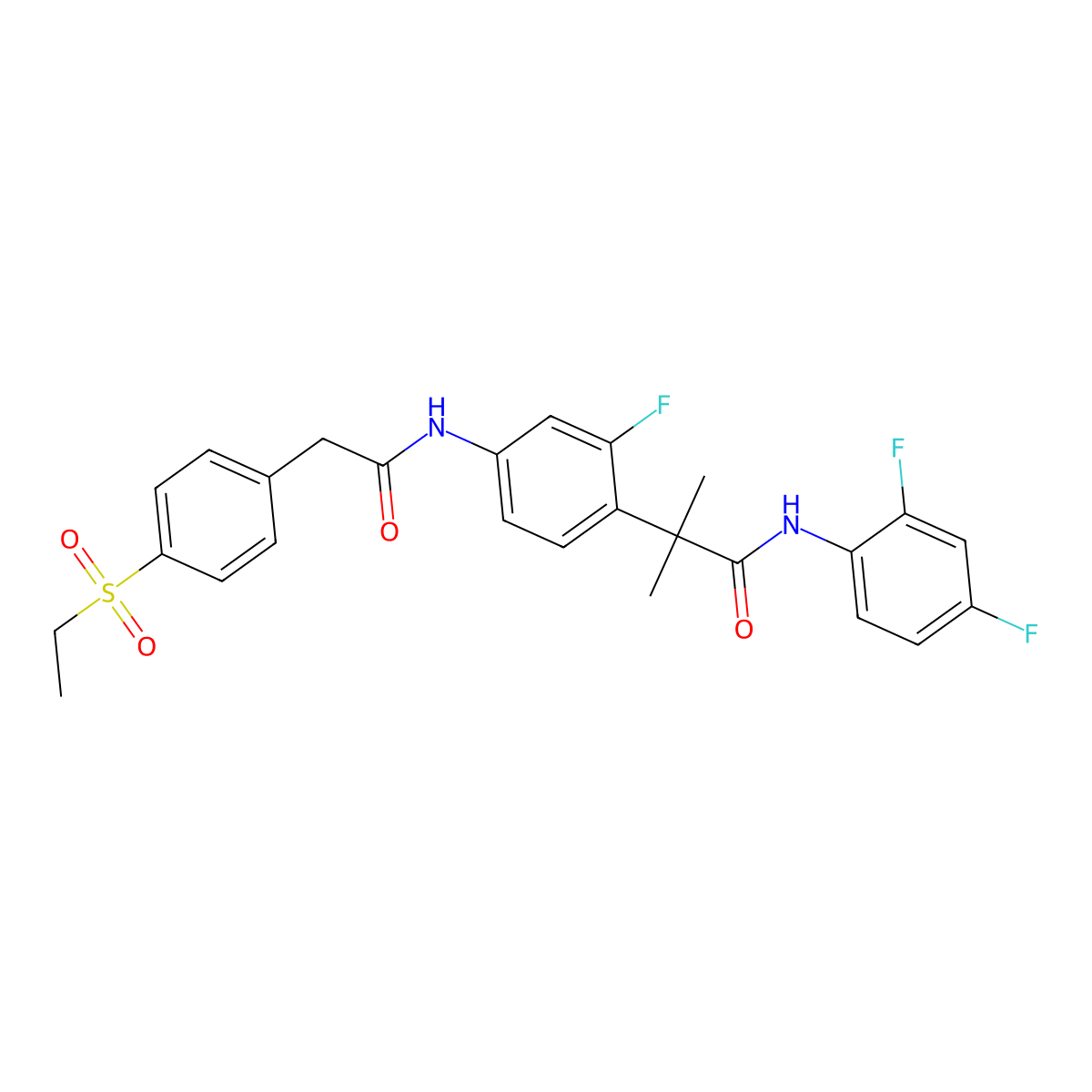 N-(2,4-difluorophenyl)-2-(4-((2-(4-ethylsulfonylphenyl)acetyl)amino)-2-fluorophenyl)-2-methylpropanamide molecular structure, CAS 2068119-11-7