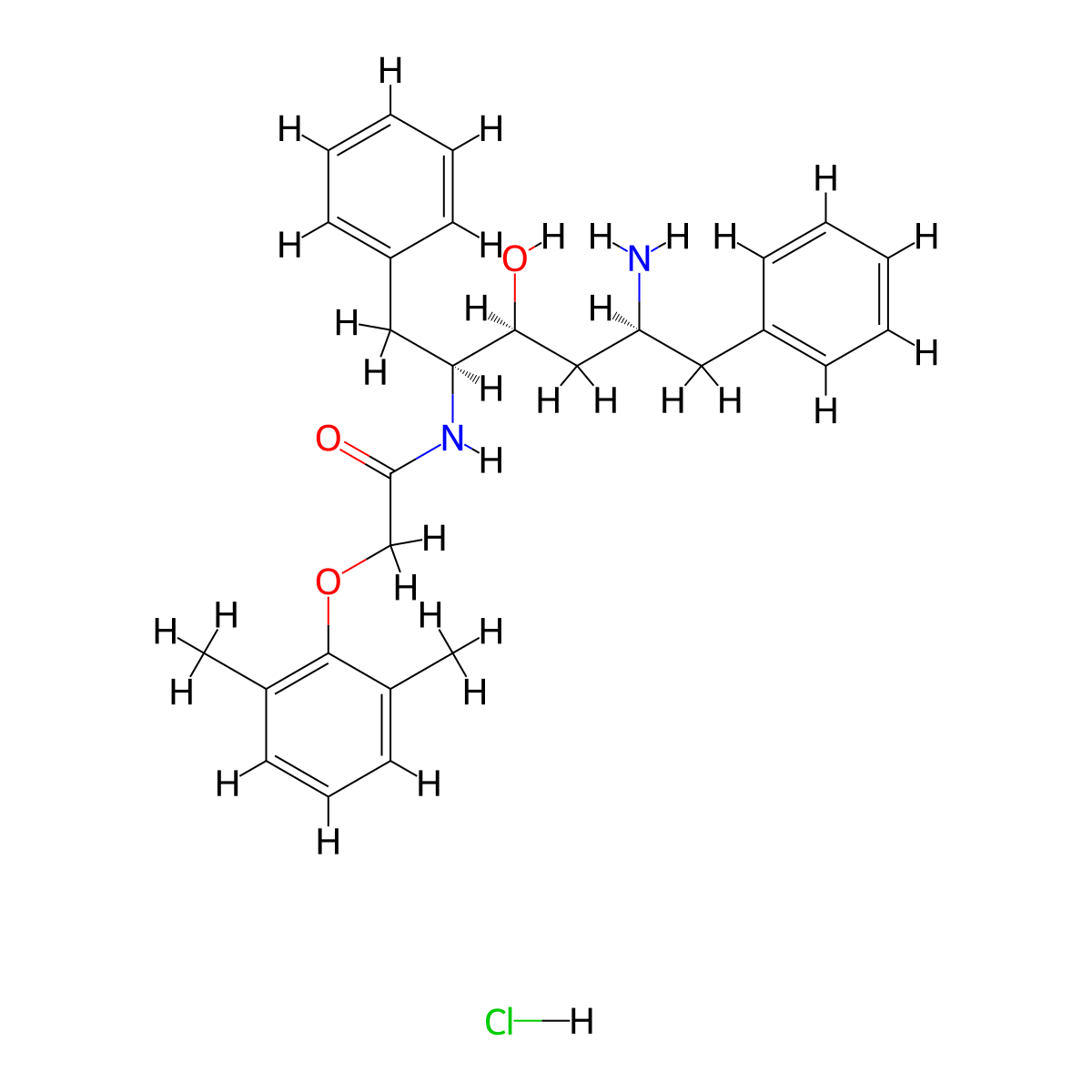 N-((2S,3S,5S)-5-Amino-3-hydroxy-1,6-diphenylhexan-2-yl)-2-(2,6-dimethylphenoxy)acetamide hydrochloride molecular structure, CAS 2068137-94-8