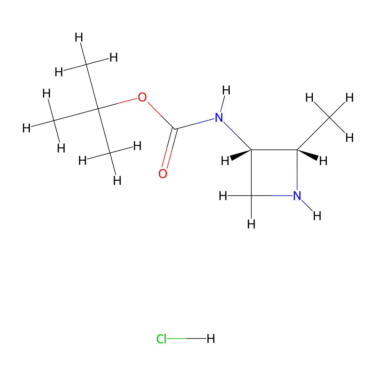 tert-butyl N-[(2S,3S)-2-methylazetidin-3-yl]carbamate;hydrochloride molecular structure, CAS 2068138-00-9