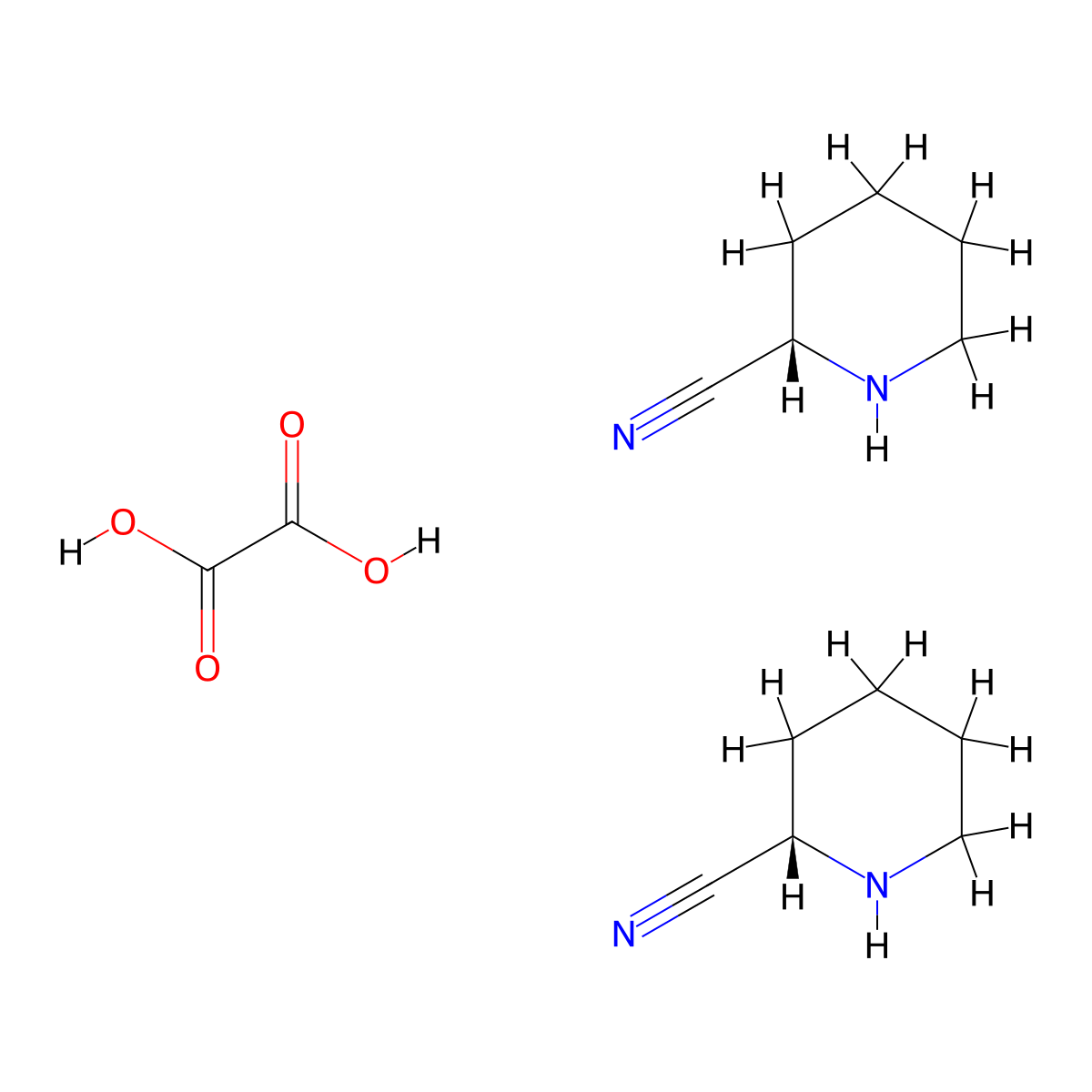 bis((2S)-piperidine-2-carbonitrile); oxalic acid molecular structure, CAS 2068138-09-8