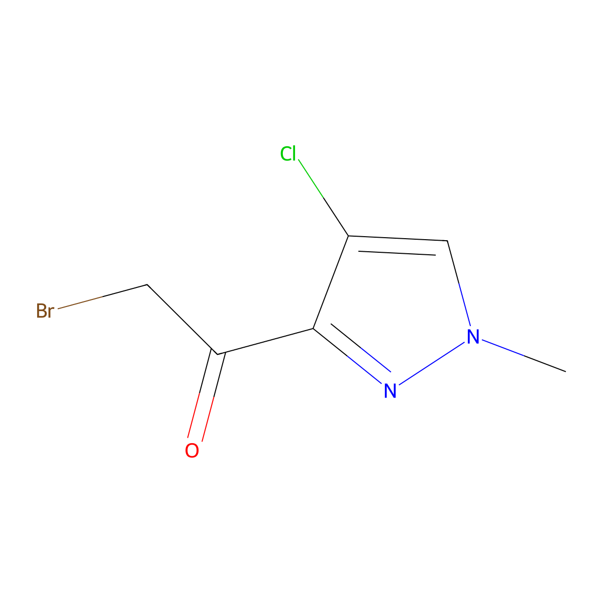 2-Bromo-1-(4-chloro-1-methyl-1H-pyrazol-3-yl)ethanone molecular structure, CAS 2068151-92-6