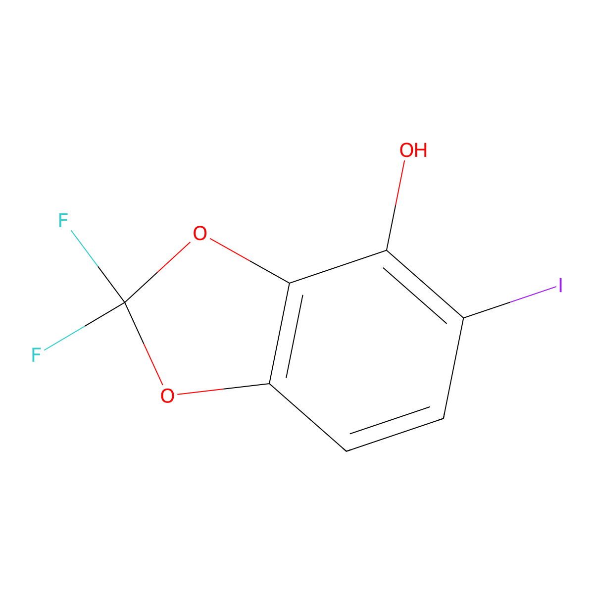 2,2-Difluoro-5-iodobenzo[D][1,3]dioxol-4-OL molecular structure, CAS 2068724-77-4