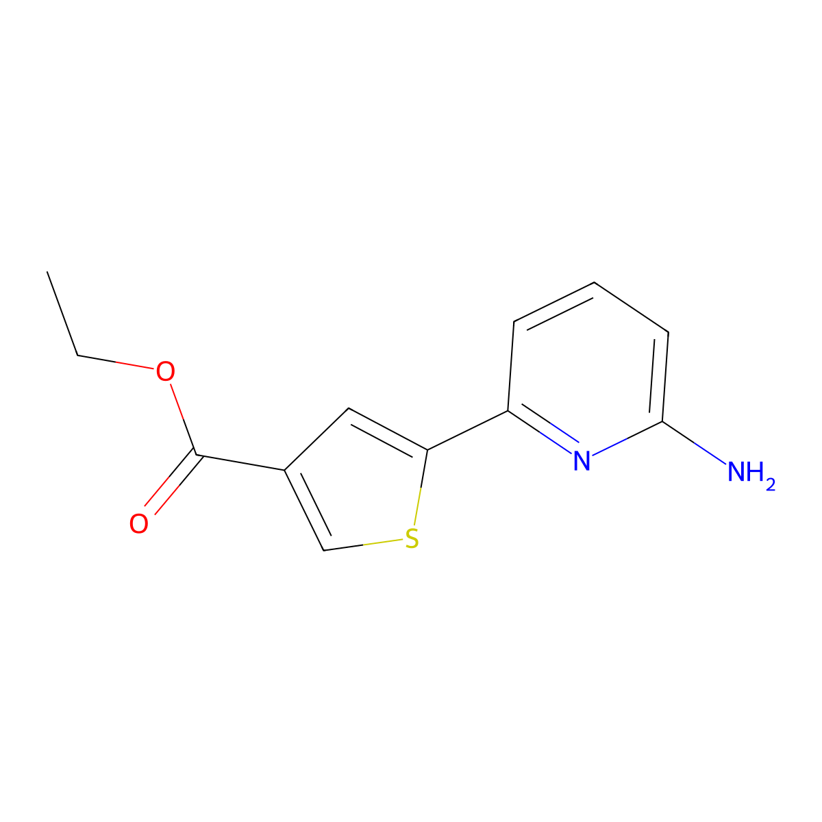 Ethyl 5-(6-aminopyridin-2-YL)thiophene-3-carboxylate molecular structure, CAS 2068725-08-4